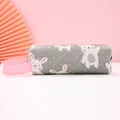 Grijze canvas etui met schattig konijnenpatroon en roze riem - Grijs Konijn