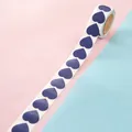 Dark blue heart-shaped sticker roll, waterproof self-adhesive labels for gift sealing - Dark Blue Heart Style / 500 Sheets/Roll