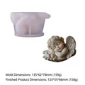 Detailed dimension specs for the sleeping angel silicone mold and finished DIY candle product - Praying Angel in Hands (JZB-0216)