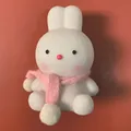 Cute white LED night light with pink knitted scarf, cartoon bunny ornament for bedroom - Scarf Rabbit / White (Pink Scarf)