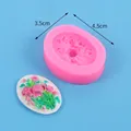 3D oval pink rose flower silicone mold for DIY fondant cake and candle craft making - 3D Rose Flower Embossed Mold (50-55-A) / 4.5cmx3.5cm