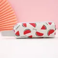 Schattige canvas etui met een rode watermeloen print en een handige polsband voor school - Watermeloen