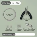 Professionelles DIY-Schmuckset mit 0,4mm Stahldraht, Zange und Herzverschlüssen - Kit mit Zange / Weißgold