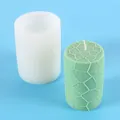Geometric cracked texture cylindrical silicone mold for DIY aroma scented candles - Geometric Cracked Cylinder Style (50-2479-D) / White