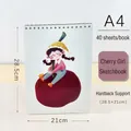 Cartoon A4 spiral sketchbook with cute cherry girl illustration, 40 sheets per book - A4 / Cherry Girl