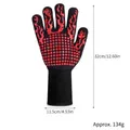 Heat-resistant silicone BBQ glove detail showing 32cm length and flame anti-slip design - Heat Resistant Glove (J2104) / 1 Piece