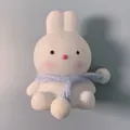 Adorable white rabbit LED night light wearing a blue knitted scarf for cozy bedroom decor - Scarf Rabbit / White (Blue Scarf)