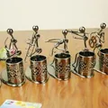Creative iron art musician pen holder set for stylish desktop organization and storage - Iron Music Figure / Bronze