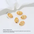 24K vergulde elliptische kralen met textuur voor het maken van sieraden, 9.94x6.42mm - Pompoen Tussenkraal (G974-3) / 1 Stuk