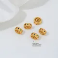 24K goudvergulde trommelvormige afstandskralen met gekleurde zirconia voor DIY-sieraden - Holle Trommel Tussenkraal (Z481-3) / 8.0x3.6mm (1 Stuk)