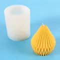 DIY geometric pleated silicone candle mold shown with a finished yellow candle sample - Water Drop Pleated Style (50-2478-D) / White