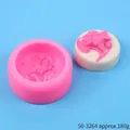 Detailed view of 9cm 3D flower silicone mold with finished soap sample and weight info - Morning Glory (50-3264-D)
