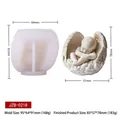 Detail view showing silicone angel baby mold dimensions and finished candle result - Sleeping Angel with Lush Wings (JZB-0218)