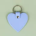 Porte-clés cœur en cuir bleu clair avec anneau métallique doré élégant et raffiné - Cœur / Coeur Bleu
