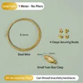 Kit bijoux DIY avec fil d'acier doré 1m, 4 perles à écraser et fermoir - Kit Fermoir Yuanbao Doré Petit (Sans Pince)