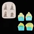 4-cavity cupcake and ice cream silicone mold for DIY fondant cake and plaster crafts - 4-Cavity Cupcake (50-2735-B) / Gray