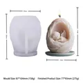 Angel doll candle mold showing mold and finished product dimensions in millimeters - Curled Angel in Feather Egg (JZB-0223)