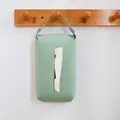 Premium hanging mint green leather tissue box holder for stylish wall storage and decor - Green