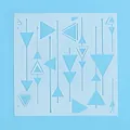 Detailed view of square geometric spray stencil with hollow triangle and arrow patterns. - Mixed Line Geometric Style (81038) / 13x13cm