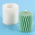 Wavy cylindrical silicone mold for DIY aromatherapy candles and gypsum craft making - Vertical Wave Style (50-2757-D) / White