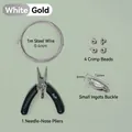 Kit complet de matériel de bijouterie DIY or blanc avec fil d'acier et une pince - Kit Fermoir Yuanbao Platine Petit (Avec Pince)