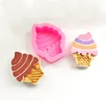 Pink ice cream shaped silicone mold for DIY fondant cake decoration and plaster crafts. - Cherry Ice Cream (50-2832-A) / Pink
