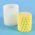 Honeycomb textured cylindrical silicone mold for DIY aromatherapy candles and soap crafts. - Geometric Honeycomb Cylinder (50-2563) / Diameter 7.8cm Height 9.5cm