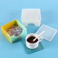 Square silicone mold set for DIY resin coaster and storage box with finished samples - Square Coaster Storage Box + Square Pad (60-800)