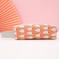 Leuke oranje canvas etui met kuikenpatroon en een grijze handige praktische draagriem - Pinguïn