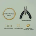 Χρυσό σετ DIY αξεσουάρ κοσμημάτων με ατσαλόσυρμα 0,4mm, πένσα και μαγνητικό κούμπωμα - Σετ Μαγνητικού Κουμπώματος (με Πένσα) / Σύρμα 0,4mm x 1m + Σωλήνες Τοποθέτησης + Κούμπωμα σχήματος U / Χρυσό 14Κ