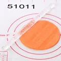 Detail view of transparent acrylic rolling pin with gift pattern on orange fondant - Birthday Gift Theme (51011)