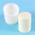 Cylindrical silicone candle mold with geometric chevron pattern for DIY home decor - Geometric Chevron Pattern (50-2564) / Diameter 8.8cm Height 11.7cm
