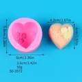 Detailed view of DIY heart silicone mold showing dimensions: 6x5.8x3.6cm, total weight 50g - 50-3572-A
