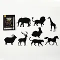 Animal-shaped DIY scratch art paper set for kids with 8 assorted animal silhouettes - Animal Theme / 8 Sheets Set