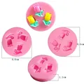 Pink round tulip flower silicone fondant mold for DIY cake decorating and clay crafts 4.6cm - Tulip Triple Mold (50-41)