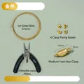 Kit DIY bijoux dorés avec fil d'acier 1m, 4 perles à écraser, fermoir et pince - Kit Fermoir Yuanbao Doré Moyen (Avec Pince)