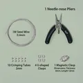 Kit fai-da-te per gioielli oro bianco con filo d'acciaio 0,4 mm, pinze e fermagli magnetici - Kit con Pinze / 1 set / Oro bianco