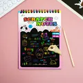 Rainbow Scratch Art Note Book with Wooden Stylus for Kids Creative DIY Painting Projects - 10 Sheets Set / Pink