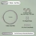 Silver DIY jewelry kit with 1m steel wire, lobster clasps, and 2mm crimp beads - Without Pliers / White Gold Material Kit Set / White Gold