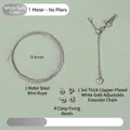 Kit bijoux DIY avec fil d'acier de 1m et chaîne d'extension à cœur ajustable. - Fermoir Couleur Platine + Chaîne Réglable (Sans Pince)