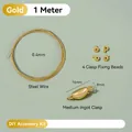 Kit de bricolage bijoux en or 14k professionnel avec fil d'acier 1m et fermoirs - Kit Fermoir Yuanbao Doré Moyen (Sans Pince)