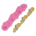Vintage floral vine relief silicone mold for chocolate and fondant cake decoration - Scroll Vine Band (50-1323) / Pink