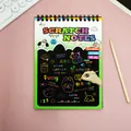 Colorful rainbow scratch art notebook for kids with 10 sheets and stylus - 10 Sheets Set / Green