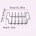 Detailed size view of a portable stainless steel rib rack for outdoor BBQ grilling - BBQ Rib Rack (J2889)