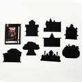 Creative children's DIY scratch paper art set featuring various black house and mushroom cutouts - House Series / 8 Sheets Set
