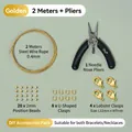 Gold DIY jewelry making kit including 2m steel wire, pliers, lobster clasps and tubes. - 2 Sets With Needle Nose Pliers / 14K Gold Material Kit Set / 14K Gold