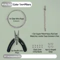Kit de création de bijoux DIY or blanc avec fil d'acier 1m, pince et chaîne d'extension - Tube de Positionnement Platine + Boucle U + Chaîne (Avec Pince)