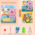 Kids DIY diamond painting kit featuring passion flower theme with easel and tool set - Passion Flower