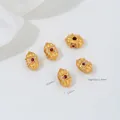 24k vergulde tonkraal met rode zirkoon voor het maken van sieraden, 10x6mm - Vajra Scepter Rechte Gat Tussenkraal (Z481-10)