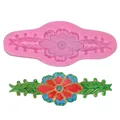 Vintage flower vine relief silicone mold for fondant chocolate and clay crafting decoration - Vintage Lace Long Strip (50-1314) / Pink